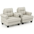 thumbnail image 3 of Kadyn Club Chair, Accent Chair, Barrel Chair, Armchair, Mid-century Modern Accent Armchair Tufted Linen Club Chair-Beige, 3 of 7