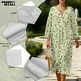 thumbnail image 5 of COEQINE Women's Boho Casual Dress 3/4 Sleeve Wrap V-Neck Midi Length, Flowy Loose Fit Linen-Look Polyester A Line Tunic Dress, Easy Care, Size 4XL, Green Clover Leaf, 5 of 6