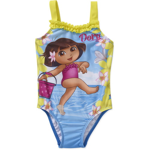 Dora The Explorer Tropical One Piece Ruffle Swimsuit 24 Month Toddler Girl 