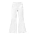 thumbnail image 4 of Bysome Girls Pants Solid Color Elastic Waist With Pockets Wide Leg Trousers Fashion Girls Pants Size 5-6 Years White, 4 of 7