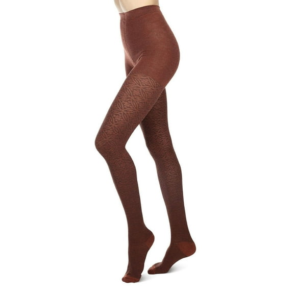 MeMoi Women's Flattering Floral and Circular Pattern Sweater Tights - Womens - Female (Small/Medium, Spiced Heather)