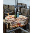 thumbnail image 2 of Fsddascl Fall Pumpkin Hedgehog Outdoor Tablecloth - 60 Inch Round Dining Table Cover, Thanksgiving Maple Leaf Rustic Waterproof Outdoor Table Cloth with Umbrella Hole & Zipper for Picnic/Patio/Party, 2 of 7