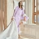 thumbnail image 1 of Hiloc-Pijama de satén con plumas para mujer, un solo pecho con pantalones de ropa de dormir, traje de casa con bolsillo, 2022, 1 of 3