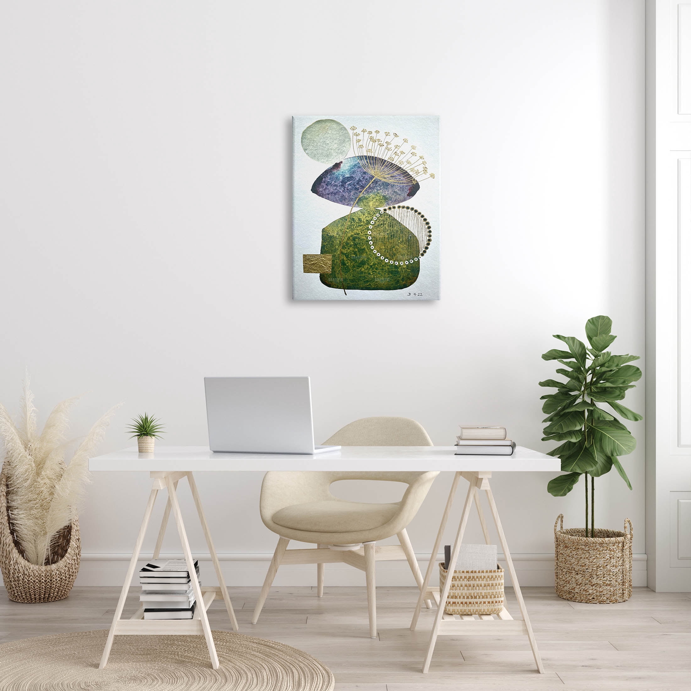 Mossy Botanical Contemporary Nature Abstract Graphic Art Gallery Wrapped Canvas Print Wall Art