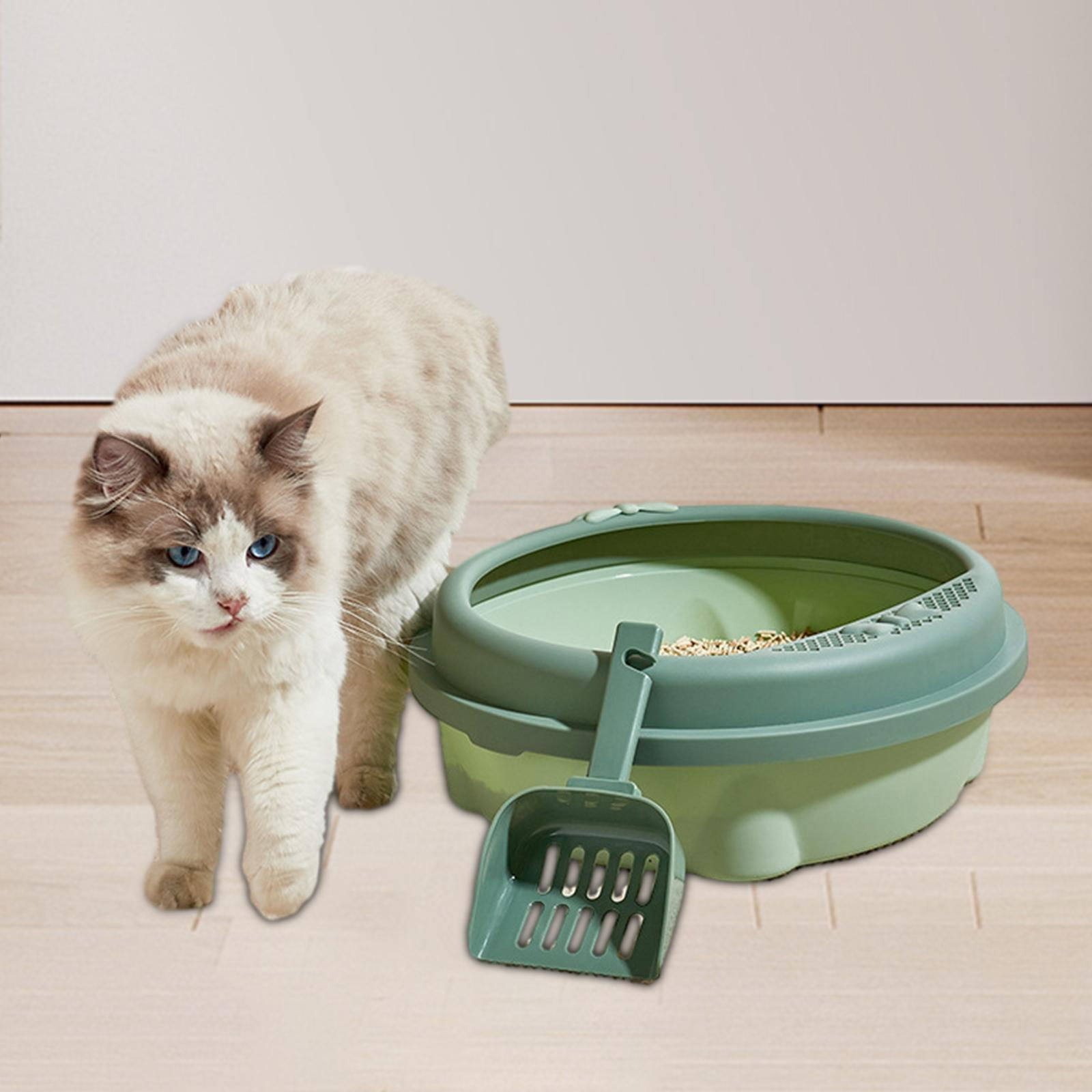 Tooyful Semi Enclosed Cat Litter Box Pet Litter Pan Easily to Clean Indoor Cats Anti Splashing Cat Potty Cat Bedpan for Small Animals , Green Small