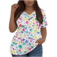 thumbnail image 1 of Mujeres Tops Casual Manga Corta V-Cuello Botón Decoración Plisado Blusa para Más Tamaño L-5xl, 1 of 3