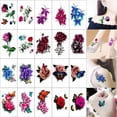 thumbnail image 2 of 50 piezas de tatuajes temporales de flores para mujeres, pegatinas de tatuajes de medio brazo, tatuajes de mariposas de calavera de flores rosas, para decoraciones para adultos, niñas y niños, 2 of 5