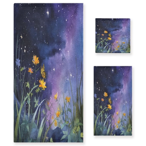 Three-Piece Towel Set Face Towel Towel Set Hand Towel Bath Towel Cotton Bath Towels Bath Towel Sets Hand Bath Towels Flower Butterfly