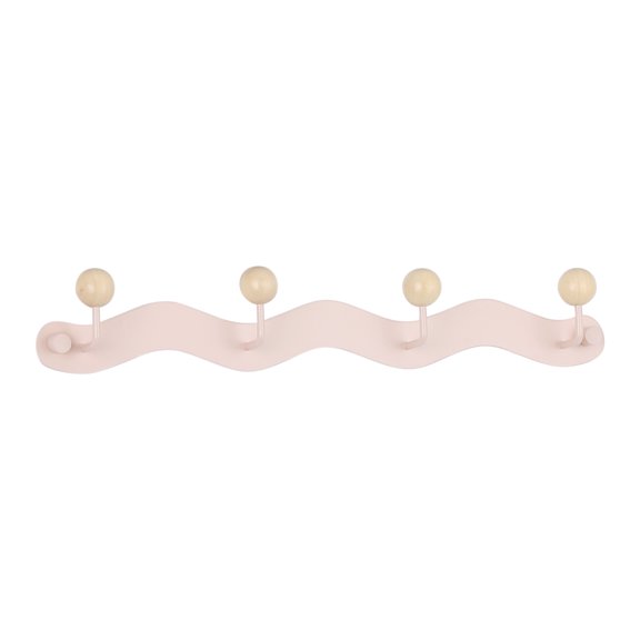 Unique Bargains Coat Rack Wall Mount Coat Hook for Hanging with 4 Hooks for Bedroom Pink