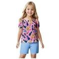 thumbnail image 2 of Hiiyo Infant Girls Clothes Outfits Summer Floral Short Puff Sleeve T Shirt Shorts Set, 2 of 4