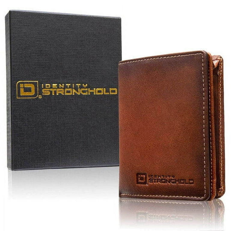 ID Stronghold Waltlet - RFID Blocking Bifold Wallet for Men with Magnetic Clasp - Brown