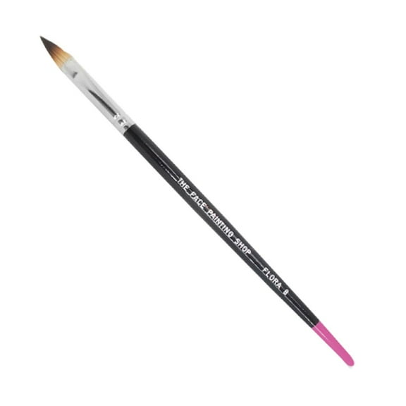The Face Painting Shop Brush - Flora 8, Professional Face Painting Brush, Sleek Pink Tipped Wooden Handle and Synthetic Bristles
