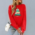 thumbnail image 5 of FAWUUDO Christmas Sweaters for Women Santa Christmas Tree Graphic Pullover Xmas Snowman Sweaters Red, 5 of 6