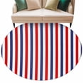 thumbnail image 2 of 5ft Round Rug, Red Blue White Striped Non-Skid Rubber Backing Large Area Rugs - Living Room Bedroom Home Office, Modern Simple Stripes Indoor Floor Mat Carpets Washable Rug, 2 of 9