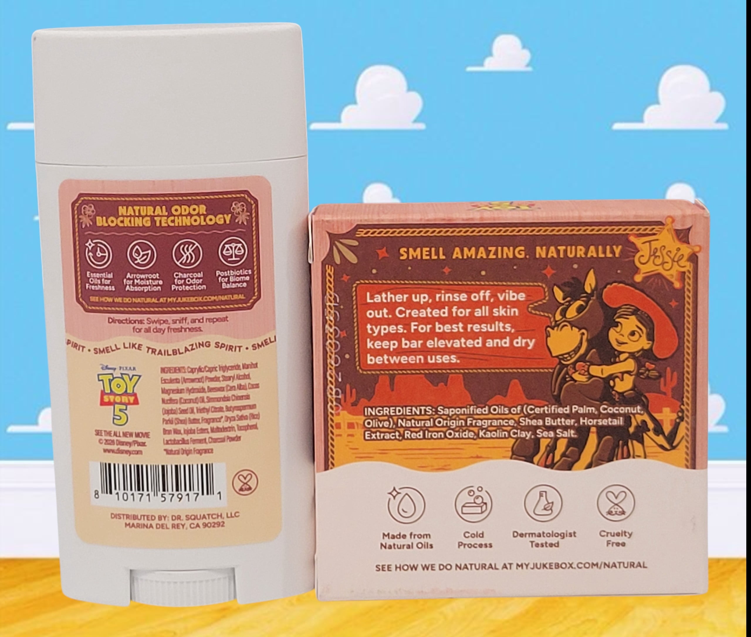 Limited Edition Dr. Squatch Toy Story 5 Jesse Cowgirl Courage Bar Soap and Deodorant Set