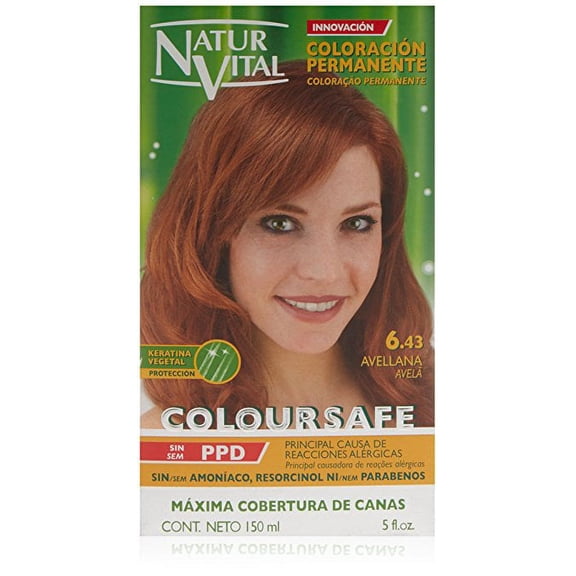 Natur Vital Permanent Hair Dye, Permanent Hair Color. Coloursafe, No Ammonia,PPD, Resorcinol or Parabens (~6.43 Hazelnut)
