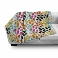 thumbnail image 2 of Colorful Soft Flannel Fleece Blanket, Illustration of Vibrant Animal Skin Print Modern Blemishes and Stripes, Cozy Plush for Indoor and Outdoor Use, 70" x 90", Grey Yellow Multicolor, by Ambesonne, 2 of 5