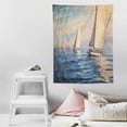 thumbnail image 4 of ONETECH  Nautical Tapestry, Racing Sailboats in Mediterranean Sea Adventure Winner Sports Freedom Photo Print, Wall Hanging for Bedroom Living Room Dorm Decor,Blue Salmon, 4 of 7