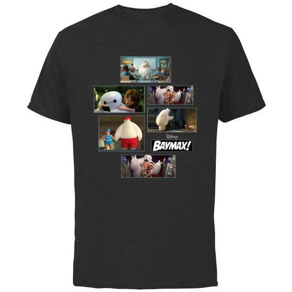 Disney Baymax! Series Scenes Big Hero 6 - Short Sleeve Cotton T-Shirt for Adults - Customized-Black