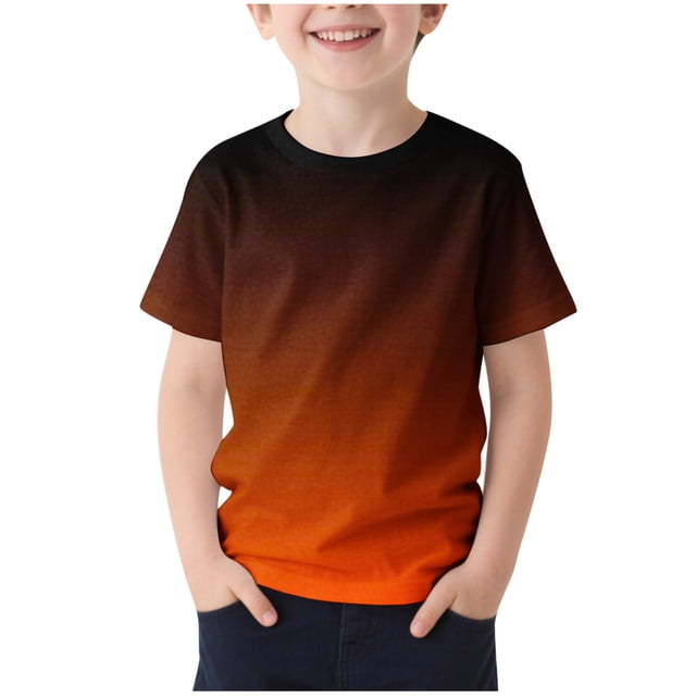 T-shirt pour Enfants, Manches Courtes Col Rond Imprimé Design Sportif Récréatif, Mélange Coton-polyester Doux, Ajustement Confortable et Respirant, Idéal pour l'Été, Usage Quotidien et Fêtes d'Anniversaire