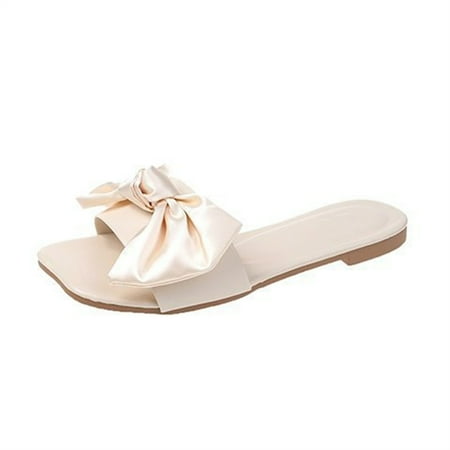 

Hawee Women Girls Summer Flat Slide Sandals Silky Bowknot