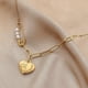 thumbnail image 5 of Fiudx Liquidación de ofertas flash Colgante de perla con broche dorado para hermana, acero de titanio, elegante collar de clavícula con forma de corazón de melocotón SA, 5 of 5