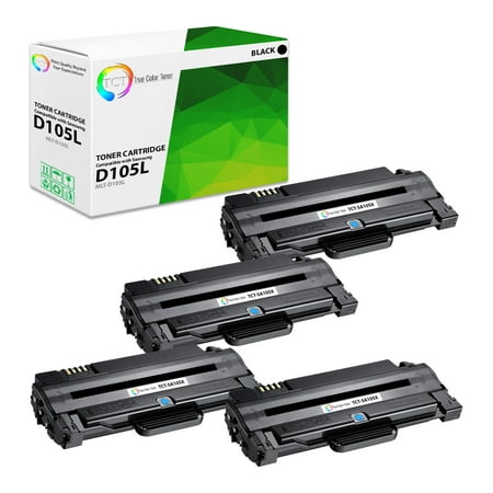 TCT Premium Compatible Toner Cartridge Replacement for Samsung MLT-D105L Black High Yield works with Samsung ML-1910 1911 1915 2525 2545 2525W 2526 Printers (2 500 Pages) - 4 Pack 4 Pack TCT Compatible Samsung MLT-D105L High Yield Replacement Toner Cartridge Replaces OEM: MLT-D105L Box Contains: 4 Black toner cartridges Printer Compatibility: Samsung ML-1910 1911 1915 2525 2545 2525W 2526 2580N 2581N 2540R  SCX-4600 4601 4623F 4623FW  SF-650 650P 651P TCT: Print Quality Beyond Your Expectations! With TCT premium toner cartridges  you can enjoy the full benefits of high quality printing and exponential savings. Dependable Printer Supplies. Specially formulated toner provides the highest print quality from Samsung ML-2525 premium toner cartridges. Our Samsung SCX-4600 toner cartridges are designed and engineered to work for specific set of printers to achieve high accuracy and consistent prints. Excellent Premium Printing Experience. TCT provides premium D105L Black toner cartridge replacements that are reasonably priced for reliability  quality and performance. Every premium printer cartridge is manufactured using the latest technologies adhering the strict STMC and ISO factory standards making our products ISO9001 and ISO14001 certified. Reliable Customer Service. We have a team of committed and friendly technical assistants ready to offer every customer expert advice. Experience hassle-free online shopping. Extensive Range of Toner Cartridges. We offer a wide variety of ML-2525 toner cartridges in different value packs that sticks to your budget. Choose the right package and save on your supplies. Guaranteed 100% brand new and works seamlessly with your SCX-4600 printer.