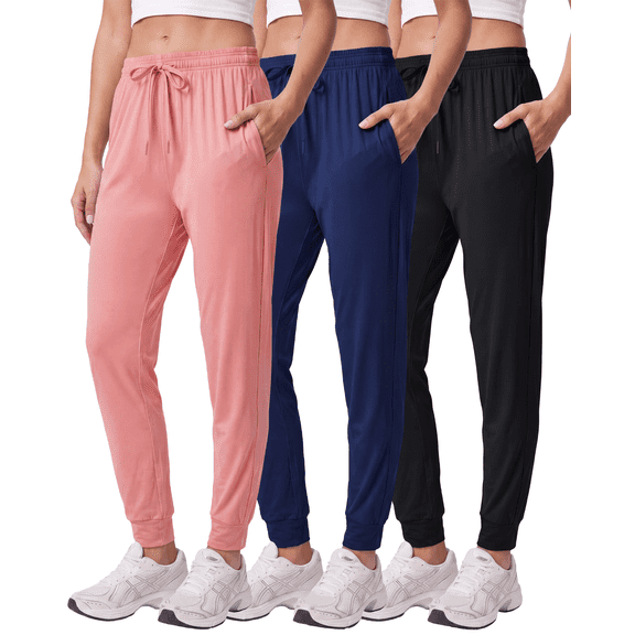 3 Pack Women's Dry Fit Joggers Sweatpants Athletic Casual Lounge Pockets