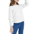thumbnail image 4 of ameIAEA Girls' Long Sleeve Blouses Kids Toddler Crewneck Pleated Shirts Solid Color Ruffle Tops, 4 of 7
