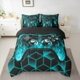 thumbnail image 2 of Castle Fairy Gradient Gamer Boy 7pcs Bedding Comforter Set,Abstract Geometric Queen Bedding Sets Super Cozy,Black Teal Queen Sheet Sets,Luxury Bedroom Decor, 2 of 8