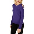 thumbnail image 2 of I.N.C Womens Buttoned Sleeve Pullover Sweater, Purple, Large, 2 of 2