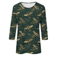 thumbnail image 5 of CYMMPU Loose Fit Crew Neck 3/4 Sleeve Blouses for Women Dressy Casual Fall Trendy Shirts Bee Pattern Spring Tunic Tops Lightweight Basic Tees Multicolor XXL, 5 of 5