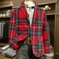 thumbnail image 2 of CharmCyan Men's Printed Corduroy Warm Pocket Suit Jacket Cardigan Men's Casual Suit Red M, 2 of 2