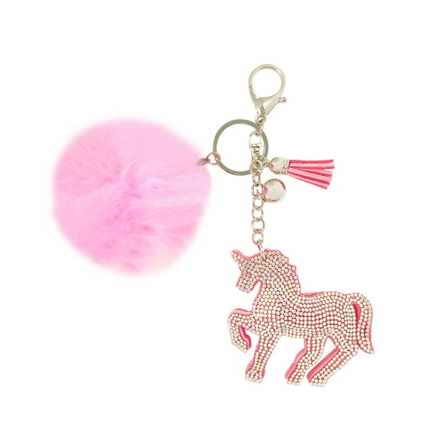 Wrapables Wrapables Crystal Bling Key Chain Keyring With Pom Pom Car Purse Handbag Pendant Pink Unicorn Walmart Com Walmart Com