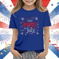 thumbnail image 2 of oelaio 4th of July Shirts Girls Boys Toddler American Flag Shirts Short Sleeve Crew Neck Patriotic Shirts Color Block Memorial Day Gifts Dark Blue 7-8 Years, 2 of 6