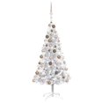 thumbnail image 1 of vidaXL Artificial Pre-lit Christmas Tree with Ball Set Silver 150 cm PET, 1 of 5
