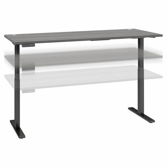 Pemberly Row 72W x 30D Adjustable Desk in Platinum Gray - Engineered Wood