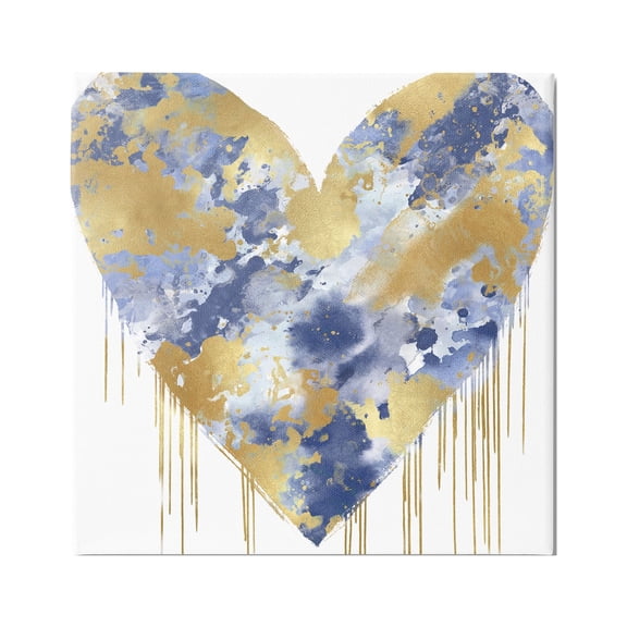 Stupell Industries Urban Blue Graffiti Heart Abstract Painting Gallery Wrapped Canvas Print Wall Art, 24 x 24