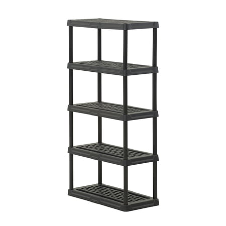 Hyper Tough 5 Shelf Black Plastic Storage Shelf, 36" W x 18" D x 70.2" H, Holds up to 750 lb Total Capacity
