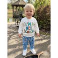 thumbnail image 4 of RUINIXCW Boys 2Pcs Fall Outfits Long Sleeve O Neck Letter Print Sweatshirt Fish Print Pants Sets, 4 of 8