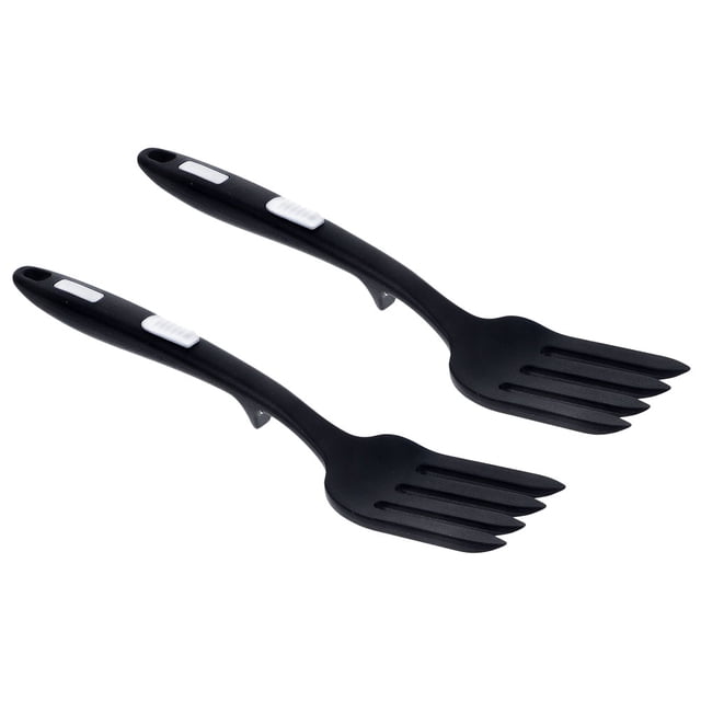 FUEENIRVA 2Ud Tenazas De Cocina Silicona Flexible Negro Prácticas Para Mezclar, Servir Y Manipular
