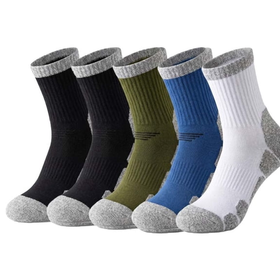5 Pairs Hiking Socks for Women Men Thick Cotton Cushion Ankle Athletic Running Socks