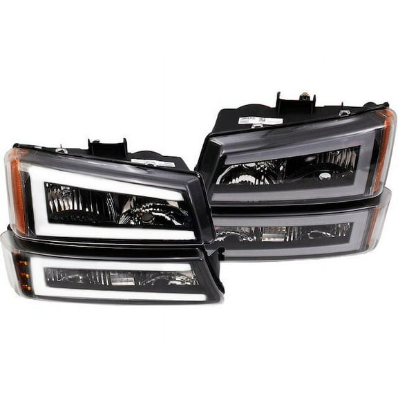 Headlight Set 4 Piece - Compatible with 2007 Chevy Silverado 2500 HD Classic