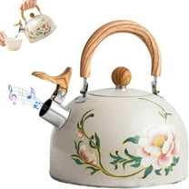 Vintage Enamel Tea Kettle, Whistling Tea Kettle for Stove Top, Floral Enamel on Steel Teakettle Teapot for Home Kitchen Camping Picnic, Gift for Wedding Housewarming