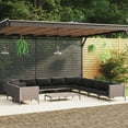 thumbnail image 1 of vidaXL 12 Piece Garden Lounge Set with Cushions Poly Rattan Dark Grey, 1 of 5