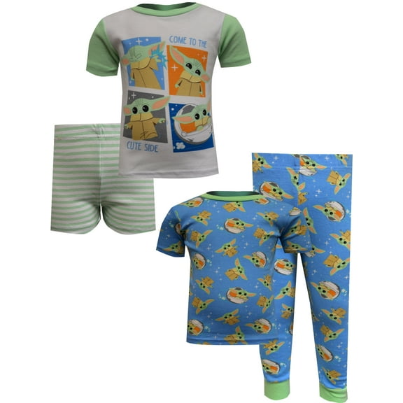 Star Wars Boys Star Wars Mandalorian Cute Side 4 Piece Cotton Toddler Pajama (4T)