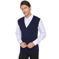 thumbnail image 3 of Purcoar Men's V-Neck Button Front Sweater Vest Twist Cable Knitwear Cardigan, 3 of 6