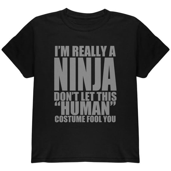 Halloween Human Ninja Costume Youth T Shirt Black YMD