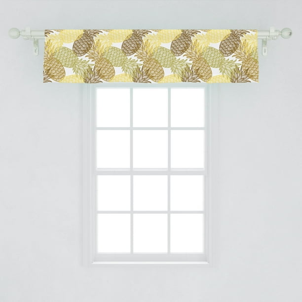 Pineapple Window Valance, Summer Themed Overlapping Curving Exotic
