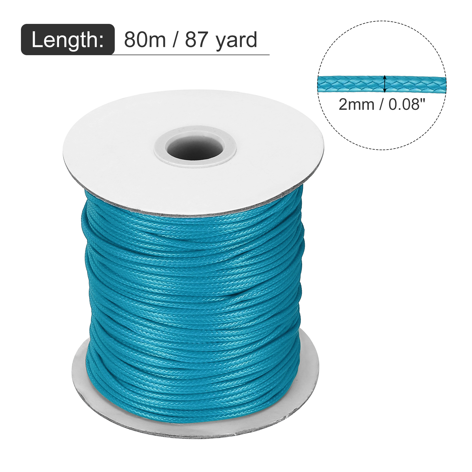 Waxed Cord 2mm Waxed Thread 87 Yard Wax String Leather Cord for Bracelet Making, Necklaces, Beading, Jewelry Making and DIY Crafts(Peacock Blue)